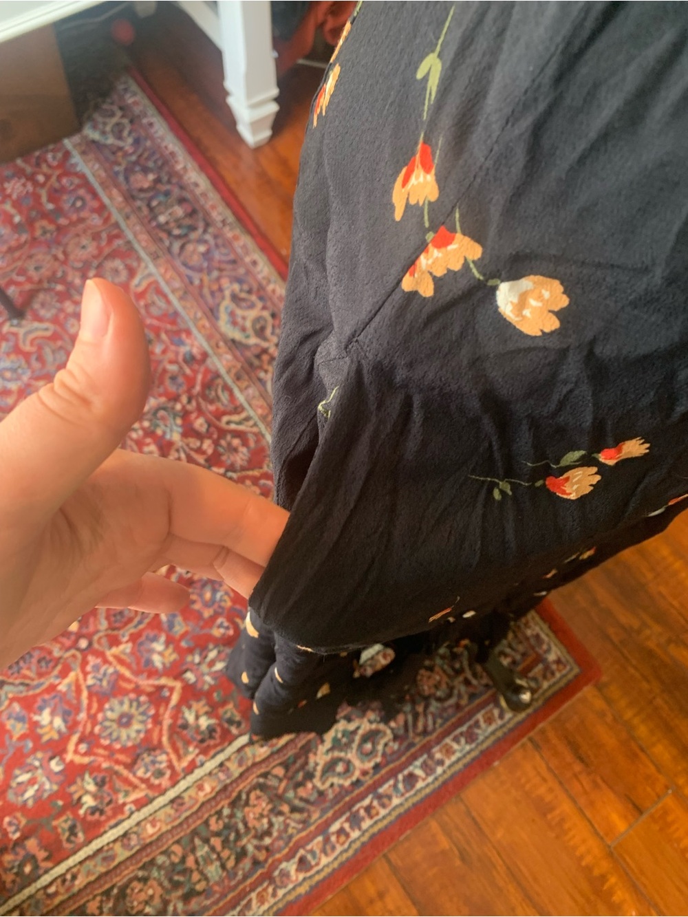 Capulet Black Floral Button-Down Maxi Dress with Orange Accents - Picture 6 of 8